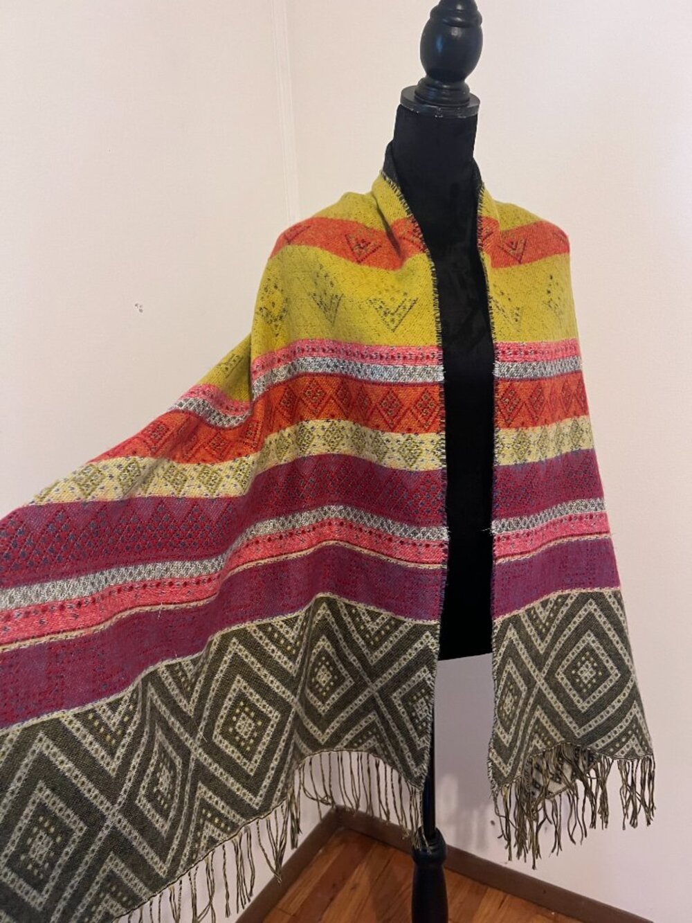 Multicolored poncho Shawl wrap